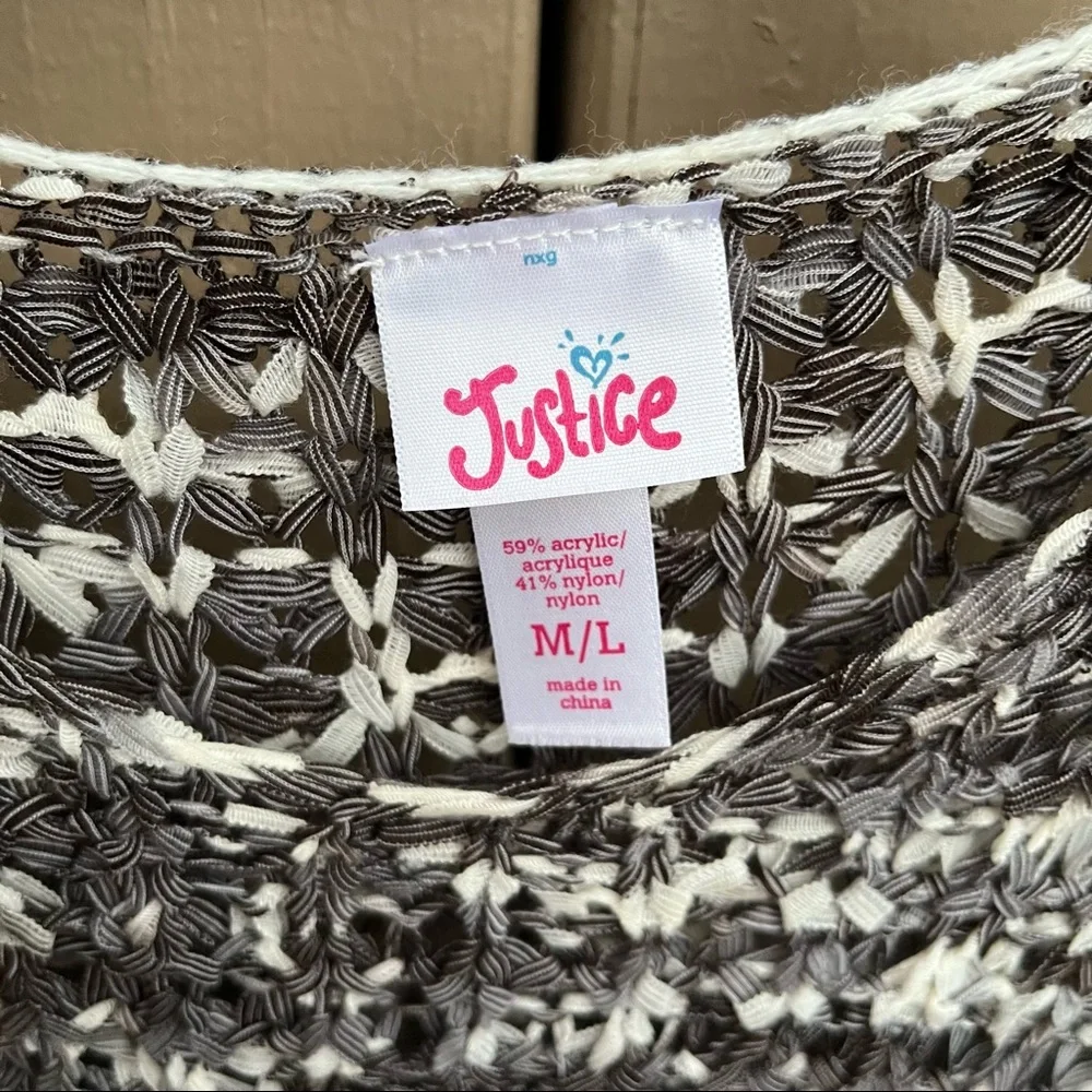 Justice fringe knit poncho sweater - boho style - M/L